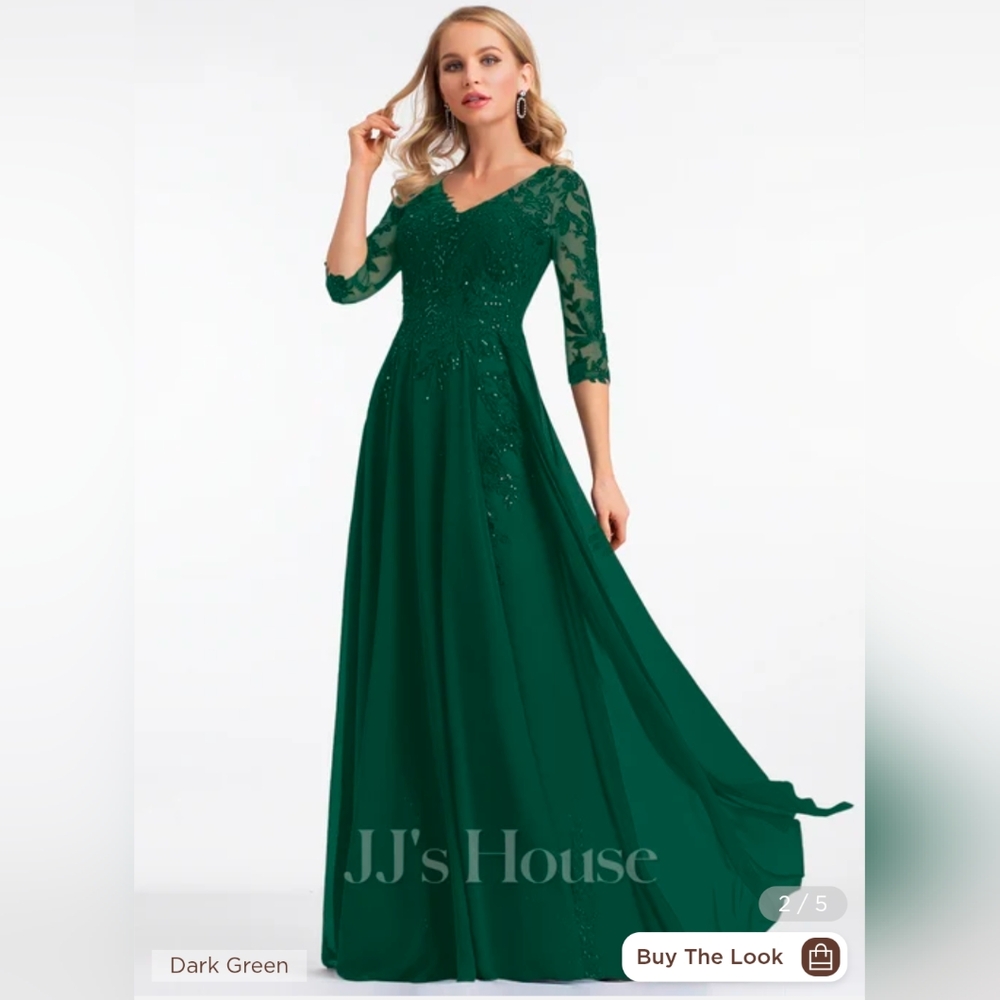JJs House Dark Green Lace Evening Dress